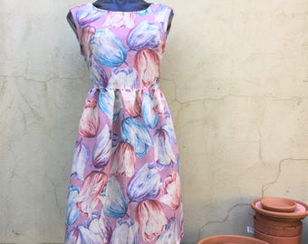 Floral dress. floral long dress. Summer nights dress. Flower print. Florals. Slow fashion. Handmade using second hand fabric dress.