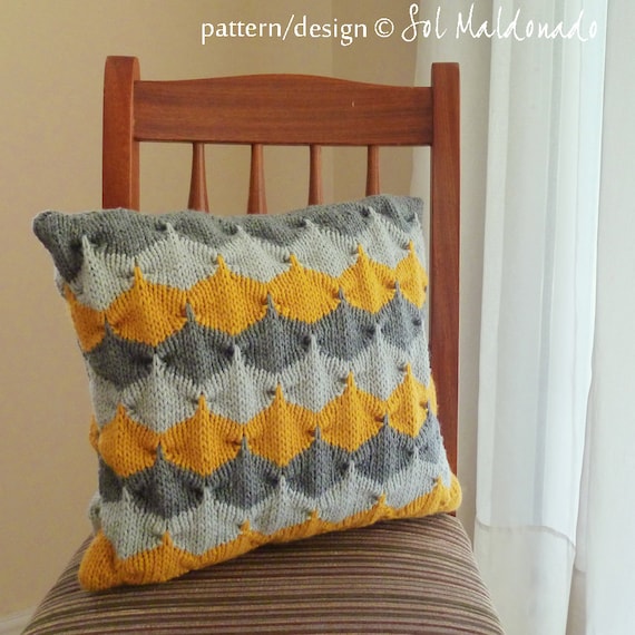 Items similar to Pillow knit pattern Decorative geometric tutorial PDF