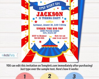 Circus Invitation Etsy