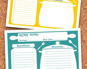 floral recipe cards and sign printable editable recipe card