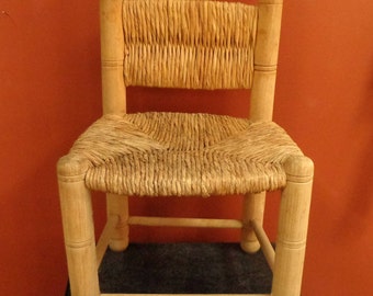 Primitive Rush Child Size Chair, Rustic Natural Rush Children's Chair Photographer Prop Chair, Farmhouse Decor Child's Chair