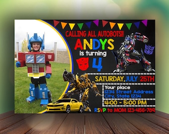 Transformers Birthday Invitation, Transformers Invitation, Transformers Birthday, Transformers Party, Optimus Prime Birthday, Bumble Bee