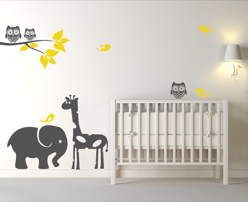 Baby Room Animal Decals with Tree Branch Animals Birds and