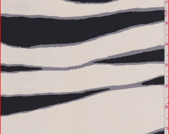 Ivory/Black/Grey Print Charmeuse, Fabric By The Yard