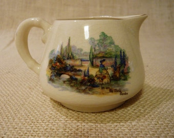 Sandland Ware Creamer Number 165 - In An Old World Garden Pattern With Scene of Lady with Basket of Flowers