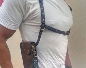 Scabbard- Holsters (Leather or Cotton) Unisex, utility bag, pouch, burning man wear, gothic style.