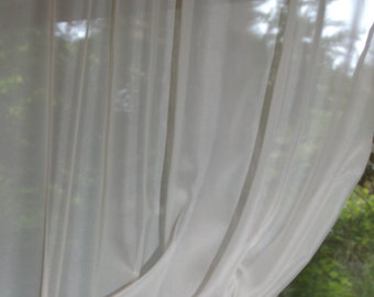 Set of Two or One Sheer Window Curtain 30'' Wide Each Custom Length in Light Ivory/Cream or White Voile