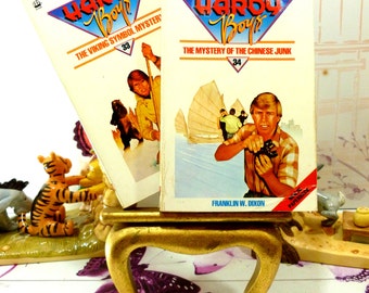 Hardy Boys 2 Vintage Paperback Books Mystery of Chinese Junk and Viking Symbol Armada 1980s