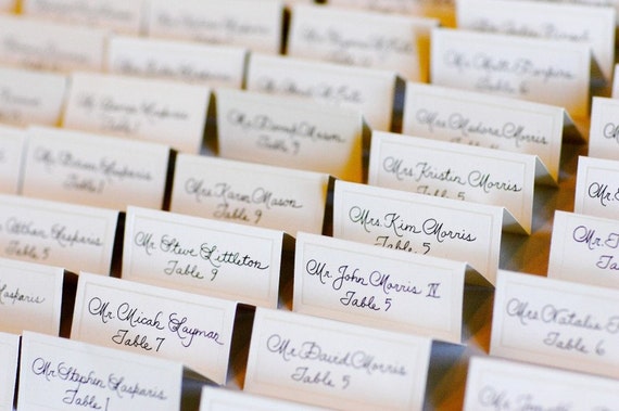 place card wedding calligraphy hand lettered place cards wedding place cards or seating chart