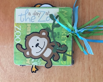 Zoo pre made mini chipboard scrapbook album sample sale