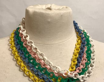 Vintage 1950's Celluloid Link Chain Necklace 5 colours