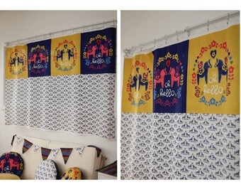 Animal) Dala Horse Character Fabric made in Korea by the Yard