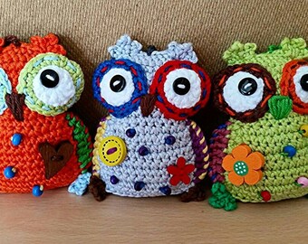 Crochet owl keychains, handbag accessories