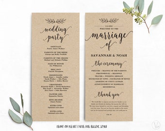 Peach Blush Wedding Program Template Printable Wedding