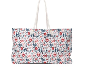 Scandinavian Print Weekender Bag Floral Luggage Travel Bag Honeymoon Bag Overnight Bags Wedding Bag Tote Bag