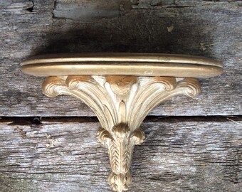 Vintage Syrocowood Shelf, Vintage Sconce Shelf, Syroco, Vintage Gold Shelf, Half Moon Shelf, Vintage Gold Shelf, Hollywood Regency