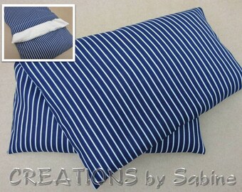 Corn Heating Pack Microwave Pillow Washable Cover Hot Cold Wrap Blue White Stripes Pinstripe Nautical Masculine Gift READY TO SHIP (525)