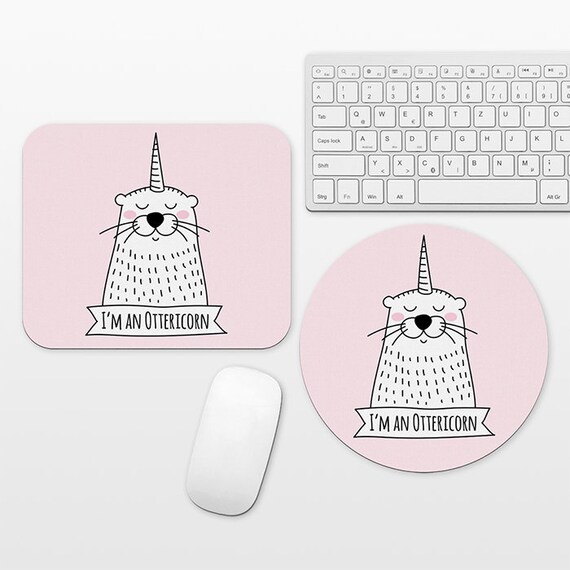 Ottericorn Otter Unicorn Mouse Pad Pink Mousepad Funny Cute Mouse Mat Circle Round Rectangular, Desk Decor Office Desk Accessories for Women