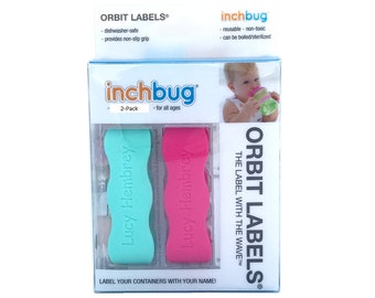 Personalized Labels for baby bottles and sippy cups by InchBug Lion/Monkey and Frog/Castle (Cool Mint and Flamingo Pink 2-PACK)