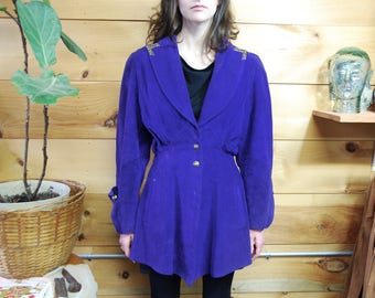 80s goth princess purple leather jacket extra / small