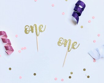 First Birthday Cupcake Toppers; One
