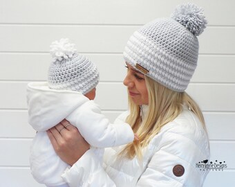 CROCHET HAT PATTERN Arctic Flurry Crochet Hat Pattern Winter Hat Crochet Pattern Pom Pom Hat pattern Sizes, Baby Toddler Child Teen Adult xl