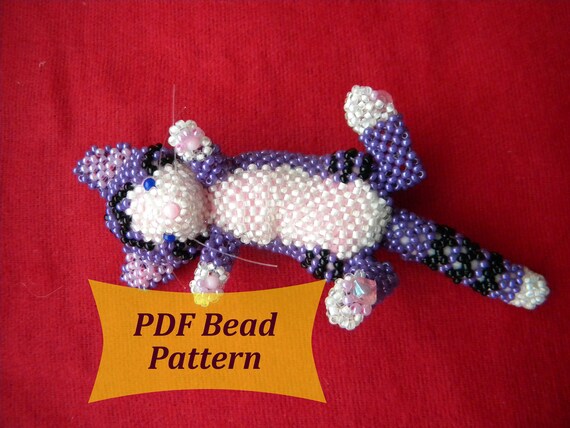  Cat  pdf pattern Beaded patterns Beaded keychain  Beads animals