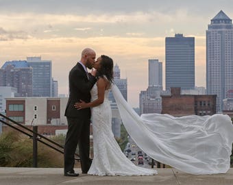 Winter Wedding Cape - Wedding Cape - Winter Wedding - Chiffon Cape - Bridal Cape Veil - Bridal Train