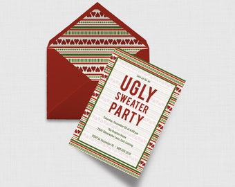 Ugly Sweater Christmas Party 5" x 7" Invitation - Digital or Printed