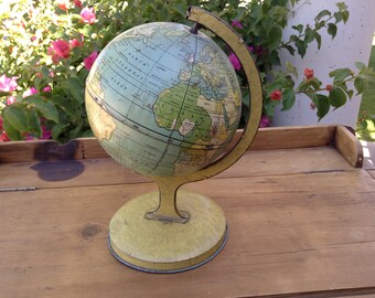 J. Chein & Co. Vintage Metal Globe on Stand, 1920