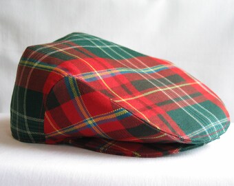 New Brunswick Tartan Flat Cap, Ivy Cap, Red Green Plaid Newsboy Hat, Man Gift, Wonderful Gentleman's Gift, NB Hat, Taylors Tartans,