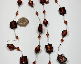 vintage brown glass necklace
