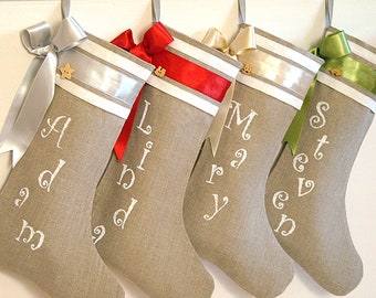 Personalized Christmas stockings in burlap Christmas stockings