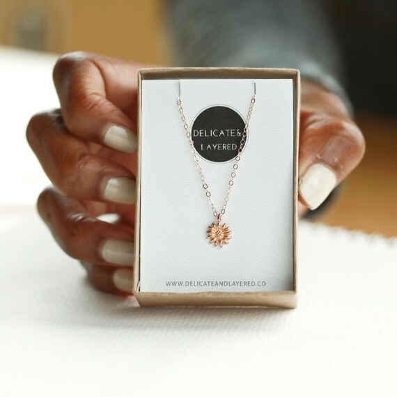 Sunflower Necklace Jewelry Sunflower Rose Gold Necklace