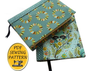 A5 book cover sewing pattern, with free tutorial for any size of cover. A5 planner cover pattern, Hobonichi cover. PDF download