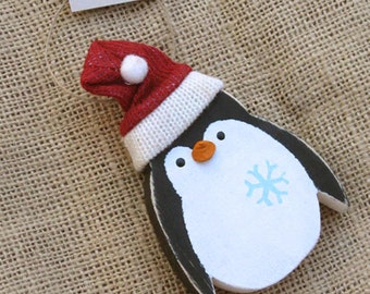 Wooden Penguin, Wood Ornament, Holiday Ornament, Christmas Penguin, Penguin Ornament, Wood Christmas Ornament, Wood Animal Ornament, Rustic
