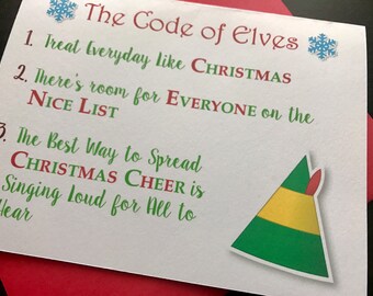 Instant Printable Digital Download Christmas Card Code of Elves