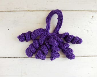 Crochet hair accessory, ponytail holder, ultra violet, sparkly, fashion accessory, hair fashion, ready to ship, handmade