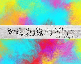 Brushy Brights Abstract Digital Paper Clip Art Image Single JPG Background / Digital Backgrounds / Printable Instant Download Scrapbooking