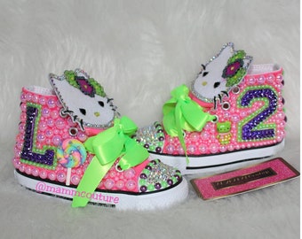 Hello Kitty Shoes, Hello Kitty Converse, hello kitty outfit, hello kitty birthday, hello kitty party, bling converse Custom Hello Kitty Shoe