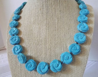 Carved Turquoise Necklace Set