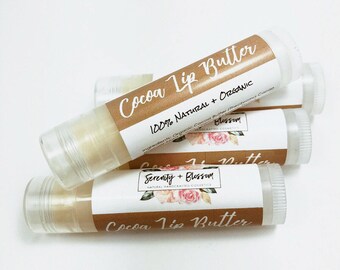 Organic Cocoa Butter Lip Balm | 100% Natural | Serenity + Blossom