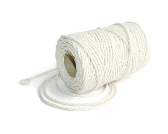 3 mm Cotton Rope = 28.34 Meter = 31 Yards from Spool Natural and Elegant COTTON Twisted CORD Macrame cord Not bleached No chemicals Thread