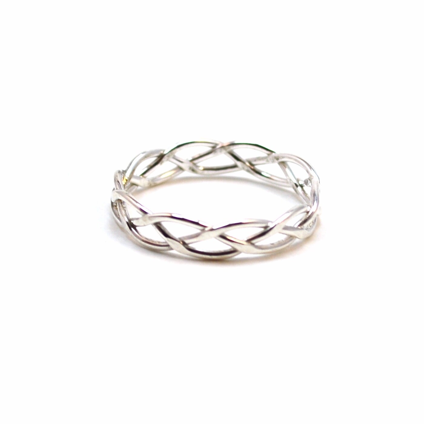 Silver Braided Ring. Hammered or Smooth. Sterling Silver Braid