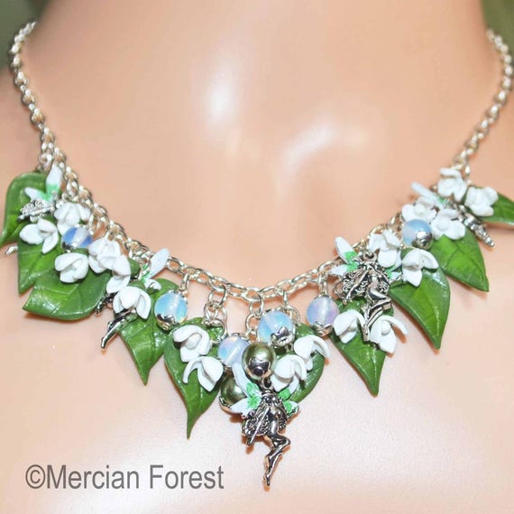 Snowdrop Flower Fairy Necklace Handmade Fairy Jewellery