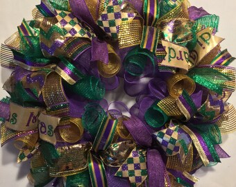 Mardi Gras wreath, Mardi Gras wreaths, Fat Tuesday wreath, Mardi Gras deco mesh wreath, Mardi Gras jester wreath, Mardi Gras decor