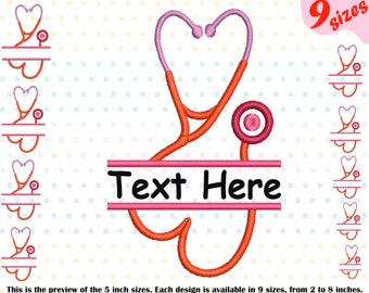 Split Stethoscope Heart Embroidery Design Machine Instant Download Commercial Use digital file symbol sign Nursing Nurse frame doctor 212b