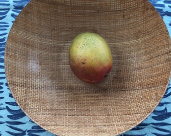 Vintage 1960's Fiberglass with Embedded Rattan Salad Large Bowl - Salad bowl, fiberglass bowl, vintage kitchen, rattan bowl