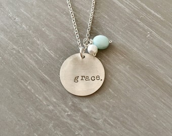 Grace Necklace Hand Stamped