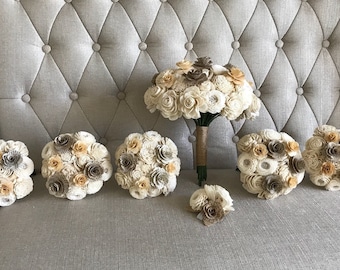 Book Page Flower Bouquet - Sola Flower Bouquet - Wedding Flowers - Bridesmaid Bouquet - Home Decor - Wooden Flowers - Wedding - CB1013